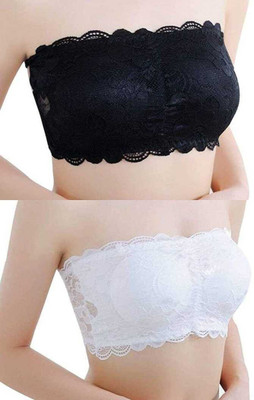 Lady Nice Women Bandeau/Tube Lightly Padded Bra(Black, White)