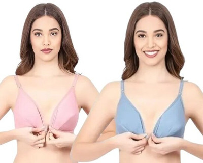 HouseOfCommon Front Open Bra for Women, Girls, and Ladies Women Everyday Non Padded Bra(Multicolor)