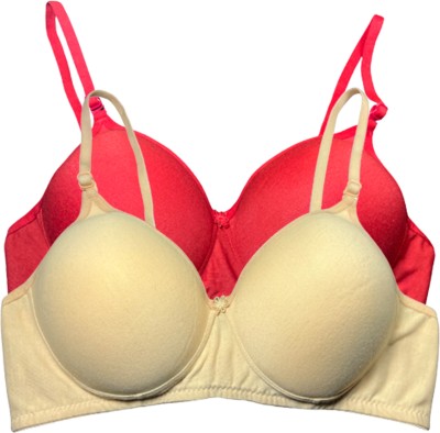 KGN RETINA PADDED BRA Women Everyday Lightly Padded Bra(Beige, Red)