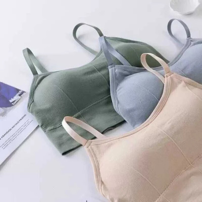 zoxen Women Cami Bra Lightly Padded Bra(Green, Grey, Beige)