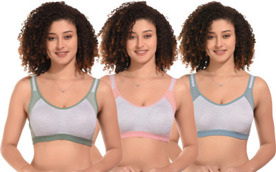 lufiya Women Sports Non Padded Bra(Light Green, Light Blue, Pink)