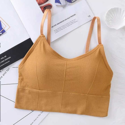 GURED Women Cami Bra Lightly Padded Bra(Yellow)