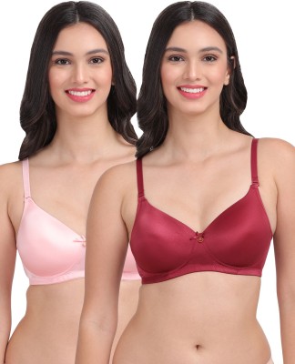 AMOUR SECRET Women T-Shirt Lightly Padded Bra(Maroon, Pink)