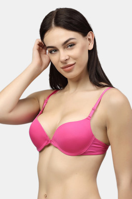 PrivateLifes Multiway Front Open Pushup Bra. Women Push-up Heavily Padded Bra(Pink)