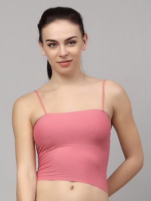 Quttos Quttos Basic Spegiti Bralette For Women Women Bralette Lightly Padded Bra(Pink)