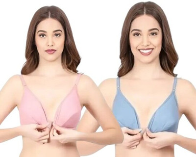 HouseOfCommon Front Open Bra for Women, Girls, and Ladies Women Everyday Non Padded Bra(Multicolor)