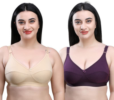 Pearlw CHILEELIFE Full-coverage wide straps bra Women Everyday Non Padded Bra(Beige, Purple)