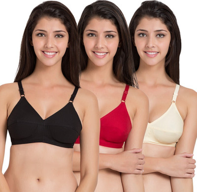 SOUMINIE by Belle Lingeries Classic Fit Cotton Non-Padded Pack of 3 Women Minimizer Non Padded Bra(Multicolor)