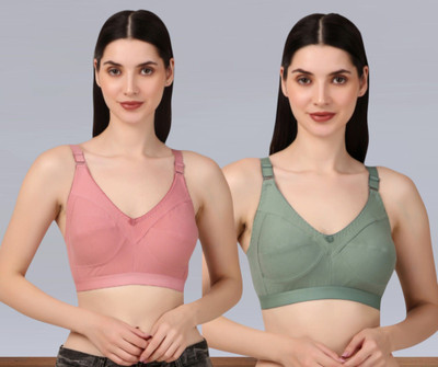 Inmonts Full Coverage Non Padded Bra Women Everyday Non Padded Bra(Green)
