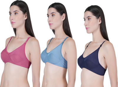 CURVZEX Women Everyday Non Padded Bra(Light Blue, Dark Blue, Pink)