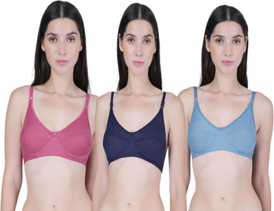 CURVZEX Women Minimizer Non Padded Bra(Dark Blue, Light Blue, Pink)
