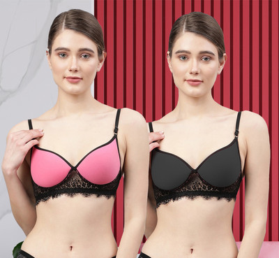 Beach Curve C_Cupri Bra Women Minimizer Lightly Padded Bra(Pink, Black)