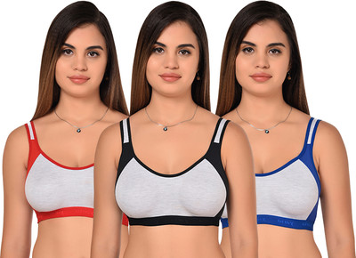 Yana Women Sports Non Padded Bra(Red, Black, Grey)