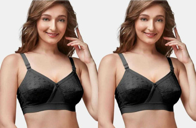 Komal Traders BLACK CHICKEN DOUBLE CLOTH COTTON FABRIC DAILY USE FULL COVERAGE WIRE FREE Women Push-up Non Padded Bra(Black)