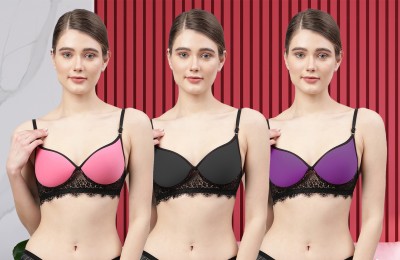 samvar C_Cupri Bra Women Minimizer Lightly Padded Bra(Pink, Black, Purple)