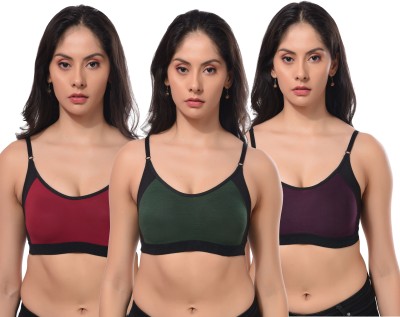 CURVZEX Women Sports Non Padded Bra(Purple, Maroon, Green)