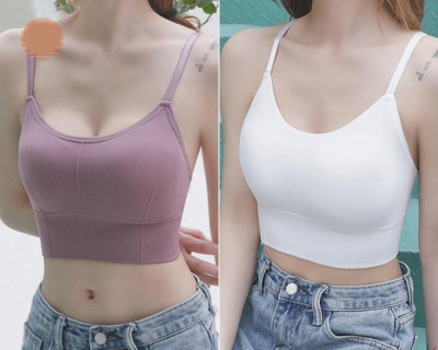 MAHEK CREATIVE Women T-Shirt Lightly Padded Bra(Purple, White)