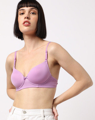 CHILEELIFE Women's Cotton Blend Non-Padded Wire-Free Everyday Bras Women Everyday Lightly Padded Bra(Purple)
