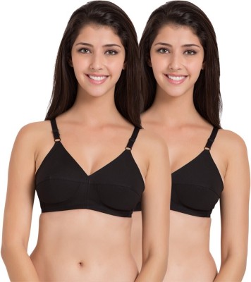 SOUMINIE by Belle Lingeries Classic Fit Pure Cotton Non-Padded Dailywear Pack of 2 Women Full Coverage Non Padded Bra(Black)