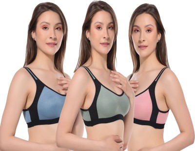 lufiya Women Sports Non Padded Bra(Blue, Green, Pink)