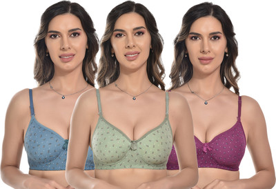 FIMS Women Everyday Lightly Padded Bra(Light Blue, Green, Purple)
