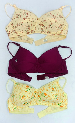 V Fashionic Enterprises MULTI-COLOUR FANCY REGULAR PADDED BRA (PACK OF 3PCS.) Women Full Coverage Heavily Padded Bra(Multicolor)