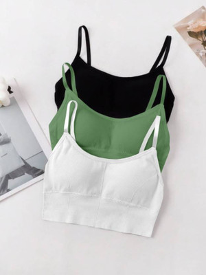 MAHEK CREATIVE Women Sports Lightly Padded Bra(Black, Green, White)