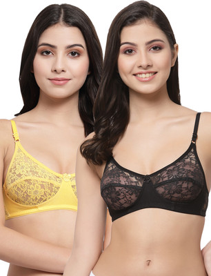 DreamBe DiamondDB Women Bralette Non Padded Bra(Black, Yellow)