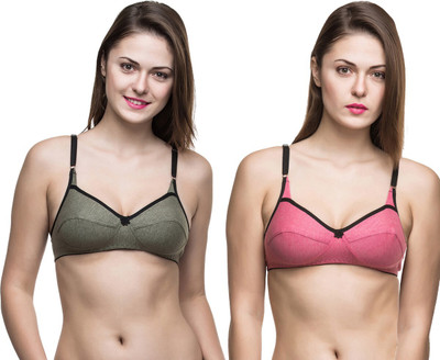 DreamBe 5Star Women Everyday Non Padded Bra(Green, Pink)