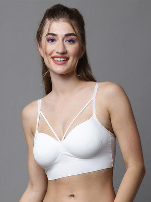 Quttos Women Bralette Lightly Padded Bra(White)