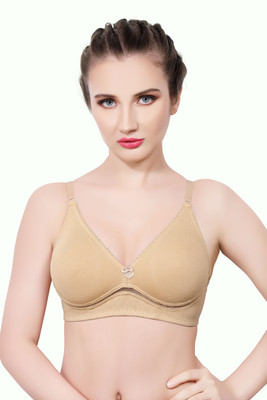 INTIHUG Women's Wireless Seamless Bra Ultra-Soft Push Up Full Coverage Bra Women Everyday Non Padded Bra(Beige)