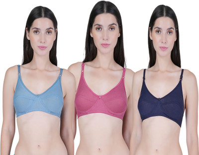 lufiya mina Women Everyday Lightly Padded Bra(Dark Blue, Light Blue, Pink)