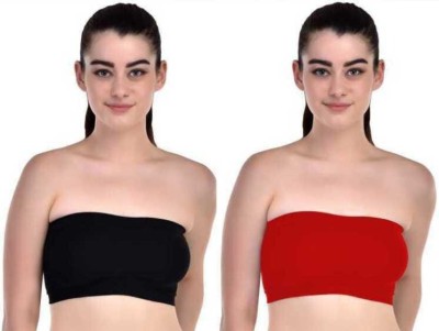 BRATON Women Bandeau/Tube Non Padded Bra(Red, Black)