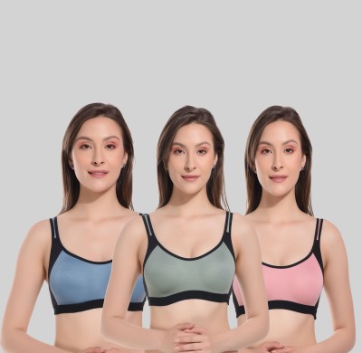 lufiya riru Women Sports Non Padded Bra(Pink, Green, Blue)