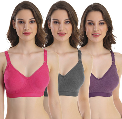 POOJA RAGENEE Double Layer Cotton Blend Women Full Coverage Non Padded Bra(Multicolor)