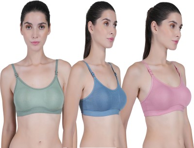 CURVZEX vini Women Sports Non Padded Bra(Dark Blue, Dark Green, Pink)