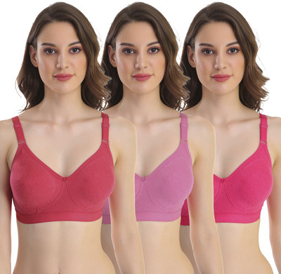 POOJA RAGENEE Double Layer Cotton Blend Women Full Coverage Non Padded Bra(Multicolor)