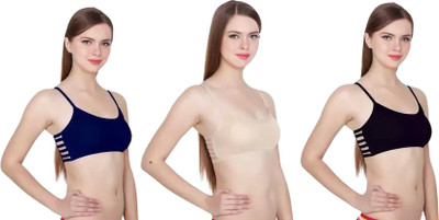 Peralent Women Padded Racerback bra Women Sports Lightly Padded Bra(Beige, Blue, Black)