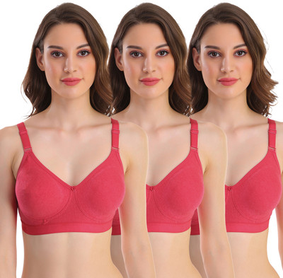 POOJA RAGENEE Double Layer Cotton Blend Women Full Coverage Non Padded Bra(Red)