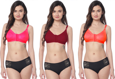 Shree Brahmani Corporation Women's Super PC Cotton Lycra Free Size Non Padded Front Hook Bra Women Everyday Non Padded Bra(Pink, Maroon, Red)