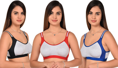 Lady One Women Sports Non Padded Bra(Red, Grey, Blue, Black)