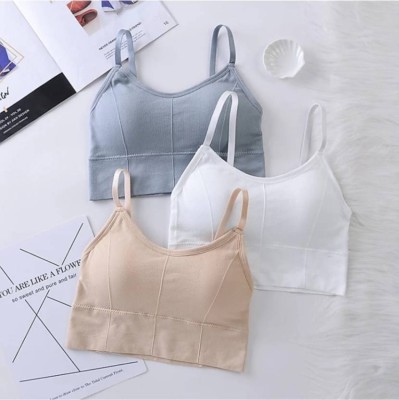 BRANKLY URJA Women Cami Bra Lightly Padded Bra Women Sports Lightly Padded Bra(Beige, White, Grey)