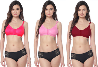Shree Brahmani Corporation Women's Super PC Cotton Lycra Free Size Non Padded Front Hook Bra Women Everyday Non Padded Bra(Pink, Beige, Maroon)