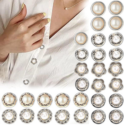 ELIE INDIA 30pcs Pearl Buttons Brooch Buttons Cover Up Brooch Pins Mini Shirt Button Metal Buttons(Pack of 30)