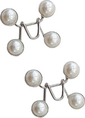 Suqin Pack Of 2 White Pearl Drop Waist Clip for Elegant Look Pearls Buttons(Pack of 2)