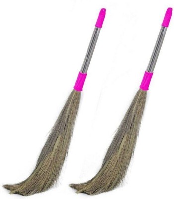 star Elite Grass Dry Broom(Pink, Steel, 2 Units)