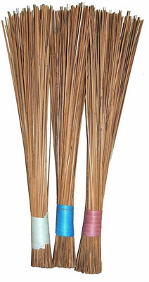 ROOPSE coconut fiber broomstick for wet floor outdoor garden cleaning pack of 3 Coconut Fiber Wet and Dry Broom(Brown, 3 Units)