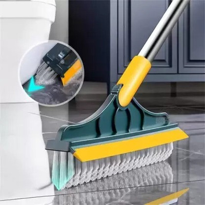 GLERK 2 in 1 Floor Scrub Brush Floor Tiles Scrubber with Long Handle Wet and Dry Brush Plastic Wet and Dry Brush(Multicolor)