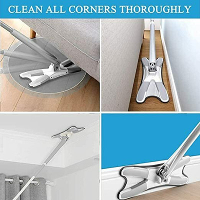 KRIYAART Easy Self-Wringing Microfiber Flat Floor X Shape mop Spin Mop Microfibre Wet and Dry Brush(Multicolor)