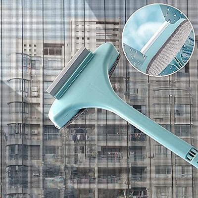TRK HUB Window Cleaning Squeegee Brush Extendable Mesh Screen Cleaner Sponge Wet and Dry Broom(Multicolor)